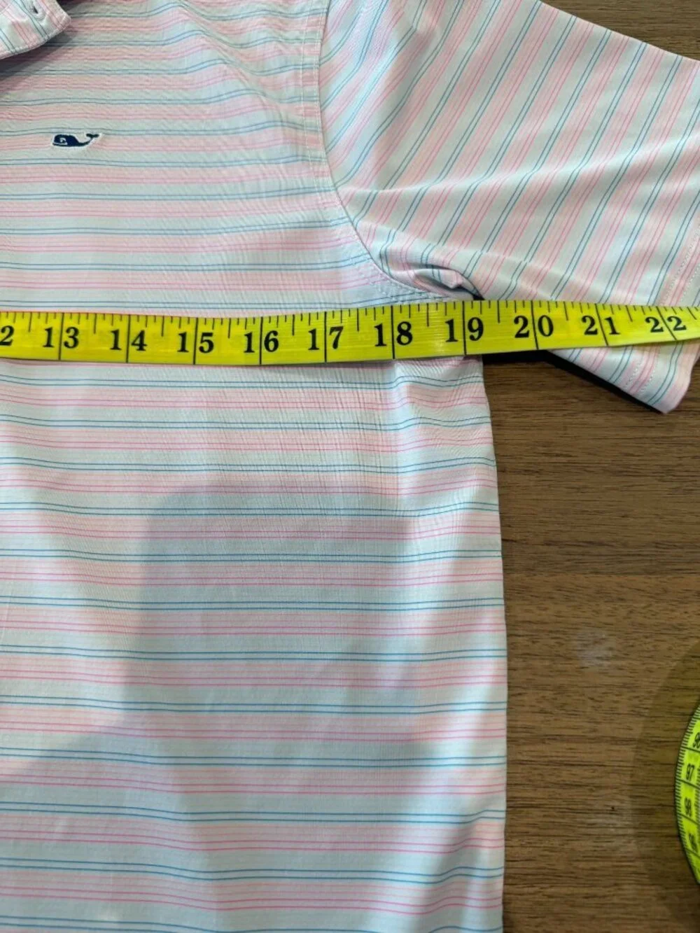 Vineyard Vines Boys XL 18 Performance Polo Shirt Pink Blue Striped Short Sleeve
